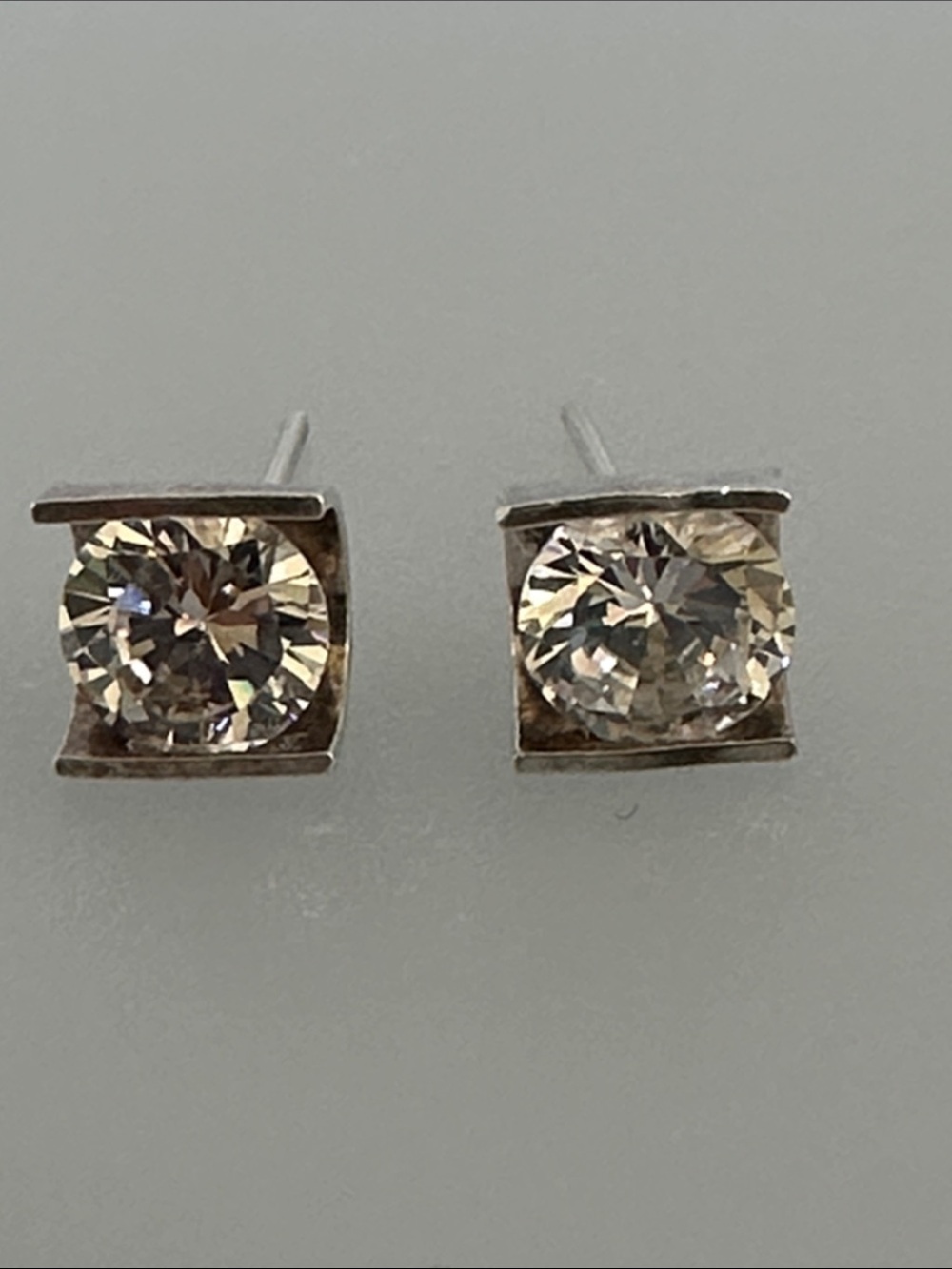Classic 9k White Gold Cubic Zirconia Stud Earrings - Picture 7 of 8